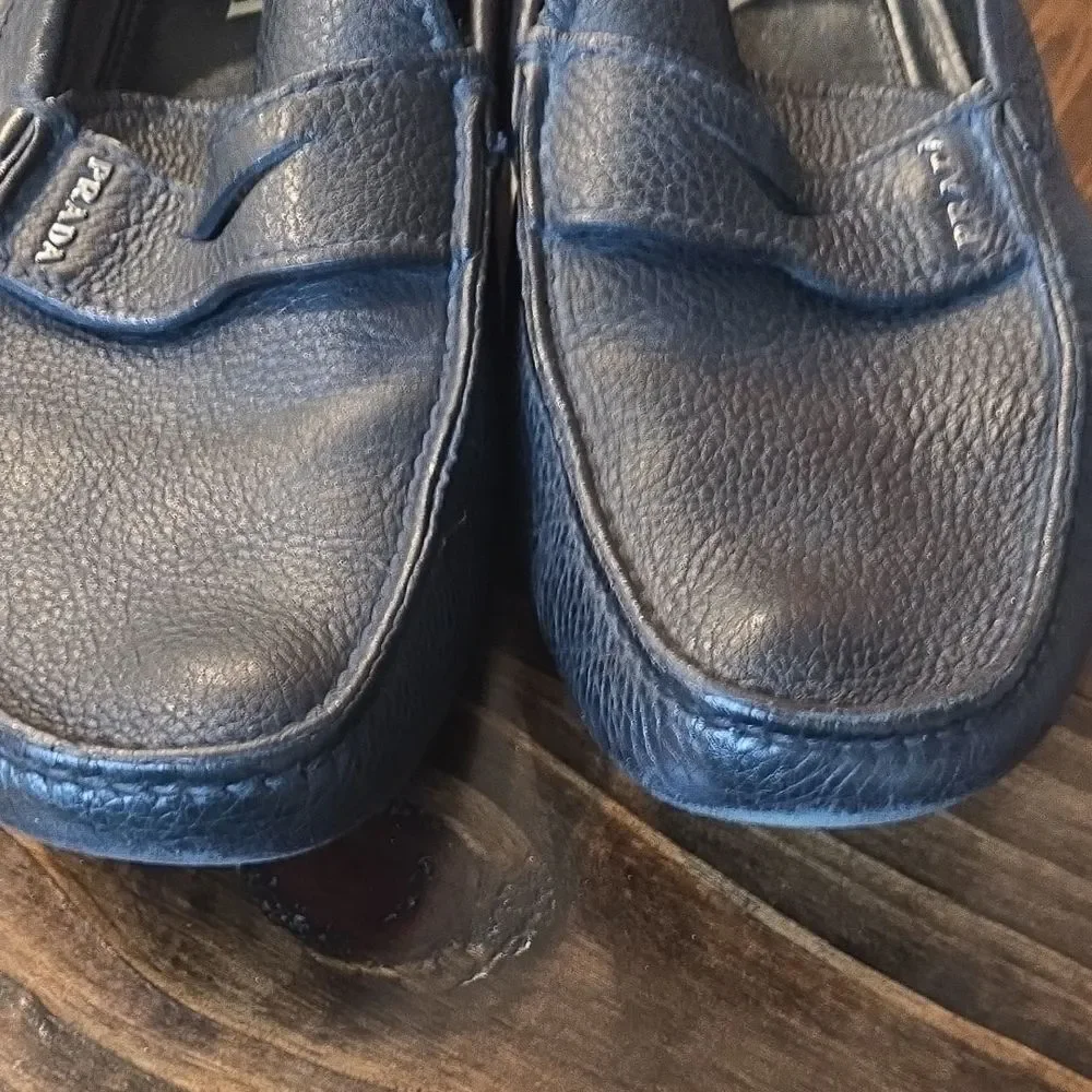 Prada Men's Textured Black Slip-On Loafers Shoes - Picture 6 of 11